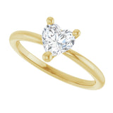 14K Gold Natural White Sapphire Heart Solitaire Ring - Yellow Gold - view 10