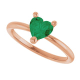 14K Gold Lab-Grown Emerald Heart Solitaire Ring - Rose Gold - view 12