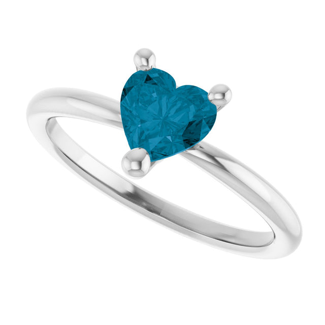 Platinum Natural London Blue Topaz Heart Solitaire Ring - view 12