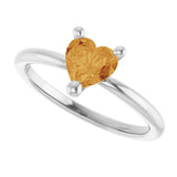 Platinum Natural Citrine Heart Solitaire Ring - view 12