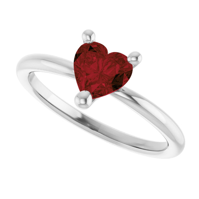 Platinum Natural Mozambique Garnet Heart Solitaire Ring - view 12