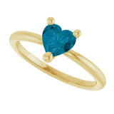 14K Gold Natural London Blue Topaz Heart Solitaire Ring - Yellow Gold - view 10