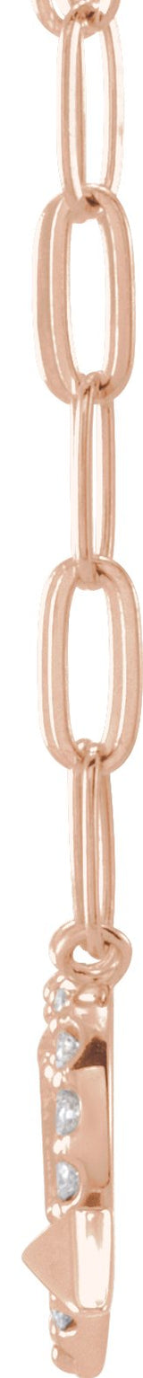 14K Gold Round Natural Diamond Accented Heart & Arrow Necklace - Rose Gold - view 4