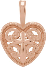 14K Gold Cross and Heart Necklace or Pendant - Rose Gold