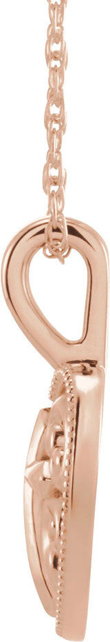 14K Gold Cross and Heart Necklace or Pendant - Rose Gold - view 2