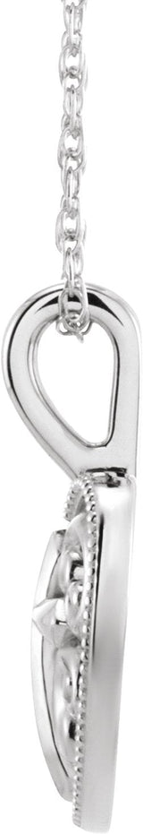 14K Gold Cross and Heart Necklace or Pendant - White Gold - view 2