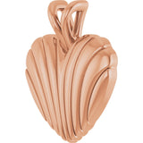 14K Gold Ribbed Heart Necklace or Pendant - Rose Gold - view 2