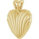 14K Gold Ribbed Heart Necklace or Pendant - Yellow Gold - view 2
