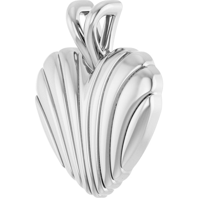 Platinum Ribbed Heart Necklace or Pendant - view 2