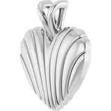 14K Gold Ribbed Heart Necklace or Pendant - White Gold - view 2