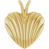 14K Gold Ribbed Heart Necklace or Pendant - Yellow Gold