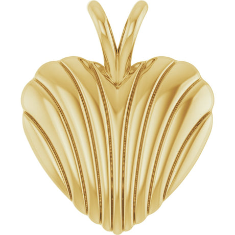 14K Gold Ribbed Heart Necklace or Pendant - Yellow Gold