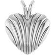 Platinum Ribbed Heart Necklace or Pendant