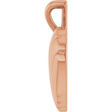14K Gold Ribbed Heart Necklace or Pendant - Rose Gold - view 3