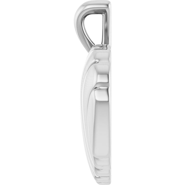 Platinum Ribbed Heart Necklace or Pendant - view 3