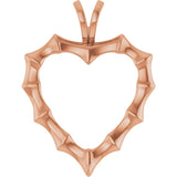 14K Gold Bamboo Heart Necklace & Pendant - Rose Gold