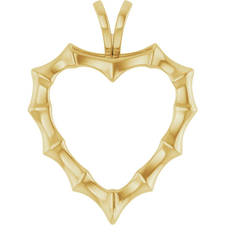 14K Gold Bamboo Heart Necklace & Pendant - Yellow Gold
