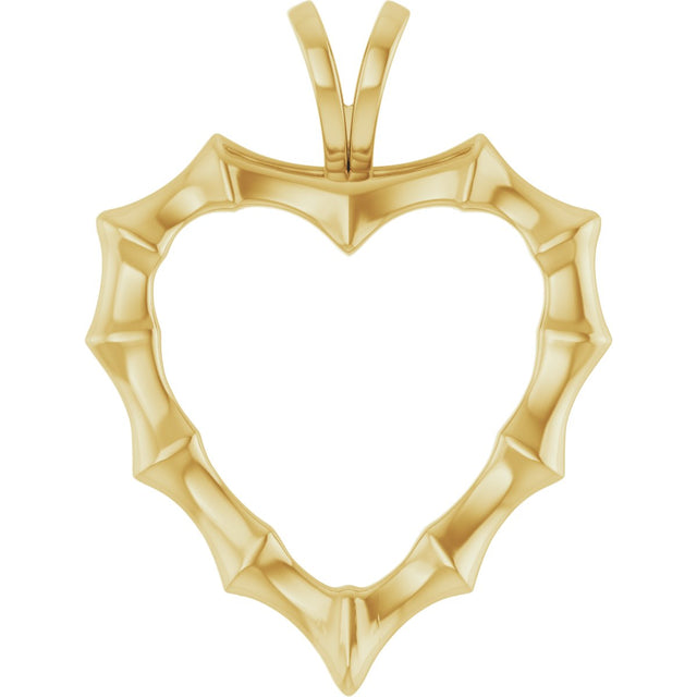 14K Gold Bamboo Heart Necklace & Pendant - Yellow Gold