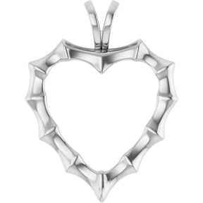 Platinum Bamboo Heart Necklace & Pendant