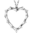 14K Gold Bamboo Heart Necklace & Pendant - White Gold