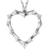 14K Gold Bamboo Heart Necklace & Pendant - White Gold
