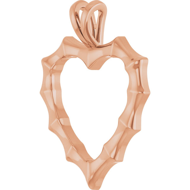 14K Gold Bamboo Heart Necklace & Pendant - Rose Gold - view 2