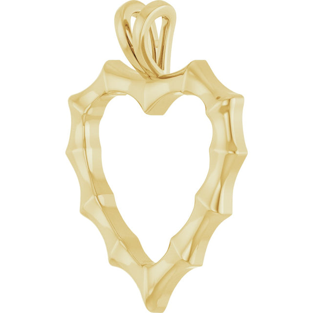 14K Gold Bamboo Heart Necklace & Pendant - Yellow Gold - view 2