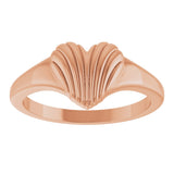 14K Gold Ribbed Heart Ring - Rose Gold - view 3