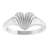 Platinum Ribbed Heart Ring - view 3