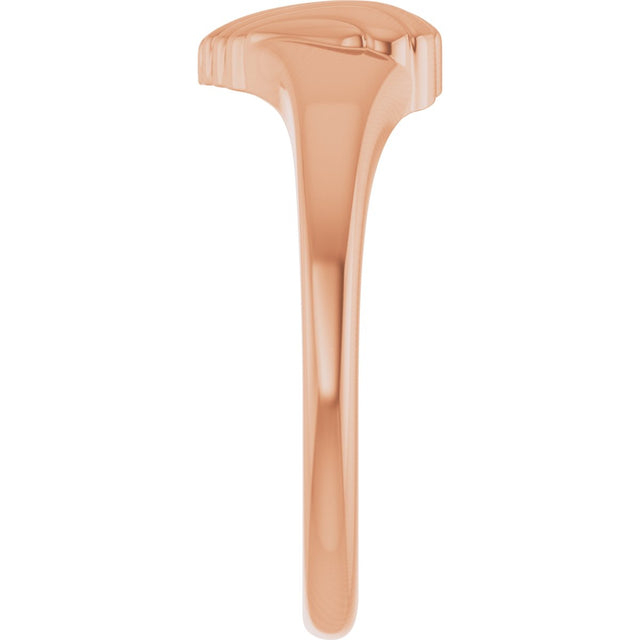 14K Gold Ribbed Heart Ring - Rose Gold - view 4