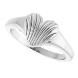 Platinum Ribbed Heart Ring - view 5