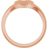 14K Gold Ribbed Heart Ring - Rose Gold - view 2