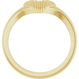 14K Gold Ribbed Heart Ring - Yellow Gold - view 2