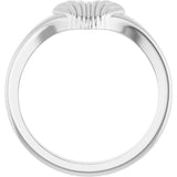 Platinum Ribbed Heart Ring - view 2