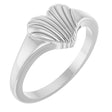 14K Gold Ribbed Heart Ring - White Gold
