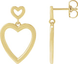 14K Gold Heart Earrings – 21.81x13.58mm - Yellow Gold