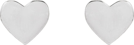 Platinum Engravable Heart Stud Earrings - view 2