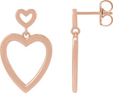 14K Gold Heart Earrings – 21.81x13.58mm - Rose Gold