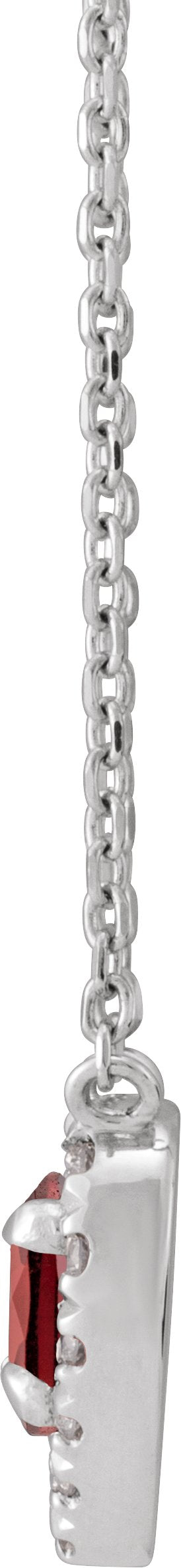 14K Gold Heart Natural Mozambique Garnet & Natural Diamond French-Set Solitaire Necklace - White Gold - view 4