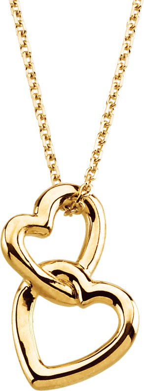 14K Gold Interlocking Heart Necklace or Pendant