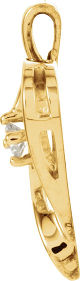 14K Gold Round Natural Diamond Accented Heart Pendant - Yellow Gold - view 4