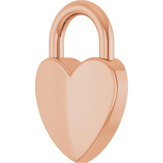 14K Gold Engravable Heart Lock Necklace or Pendant - Rose Gold - view 6