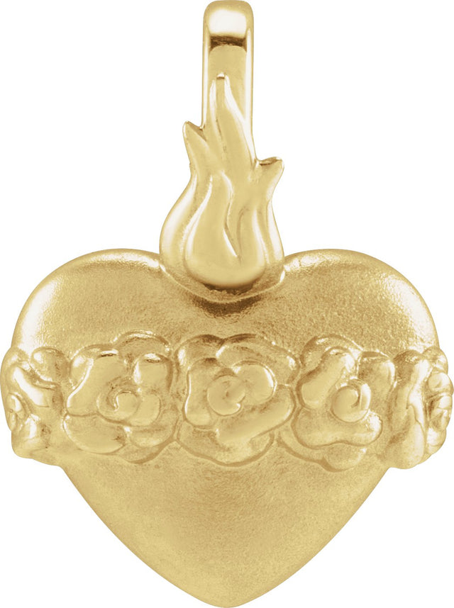 14K Gold Immaculate Heart Of Mary Pendant - Yellow Gold