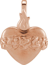 14K Gold Immaculate Heart Of Mary Pendant - Rose Gold