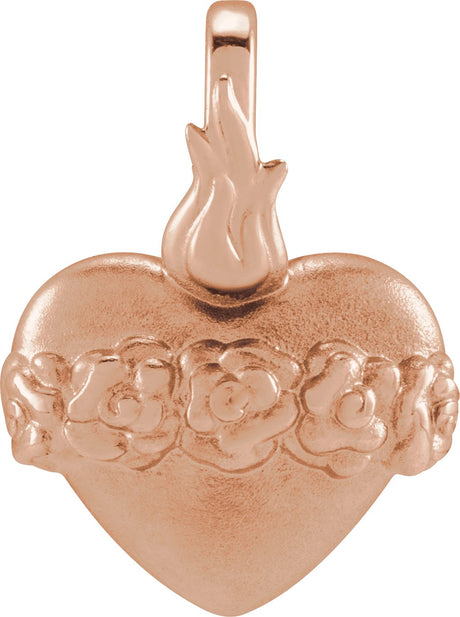 14K Gold Immaculate Heart Of Mary Pendant - Rose Gold
