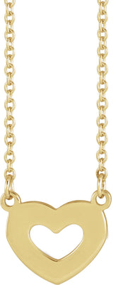 14K Gold Engravable Family Heart Necklace - Yellow Gold