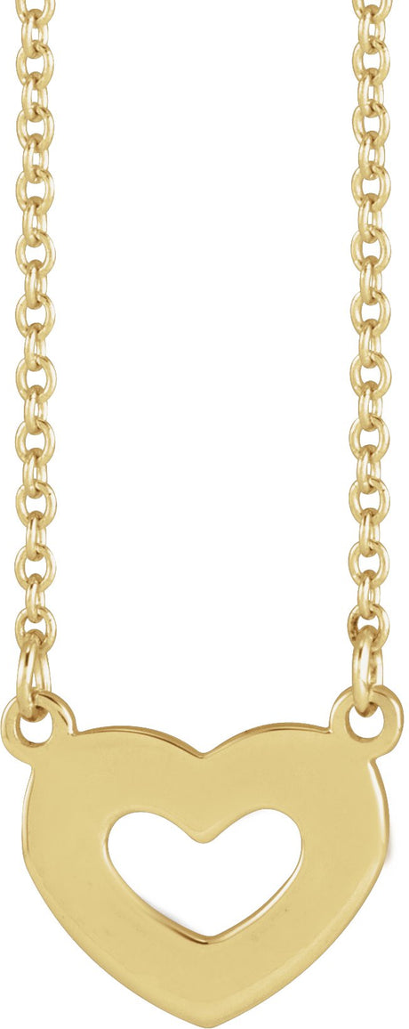 14K Gold Engravable Family Heart Necklace - Yellow Gold