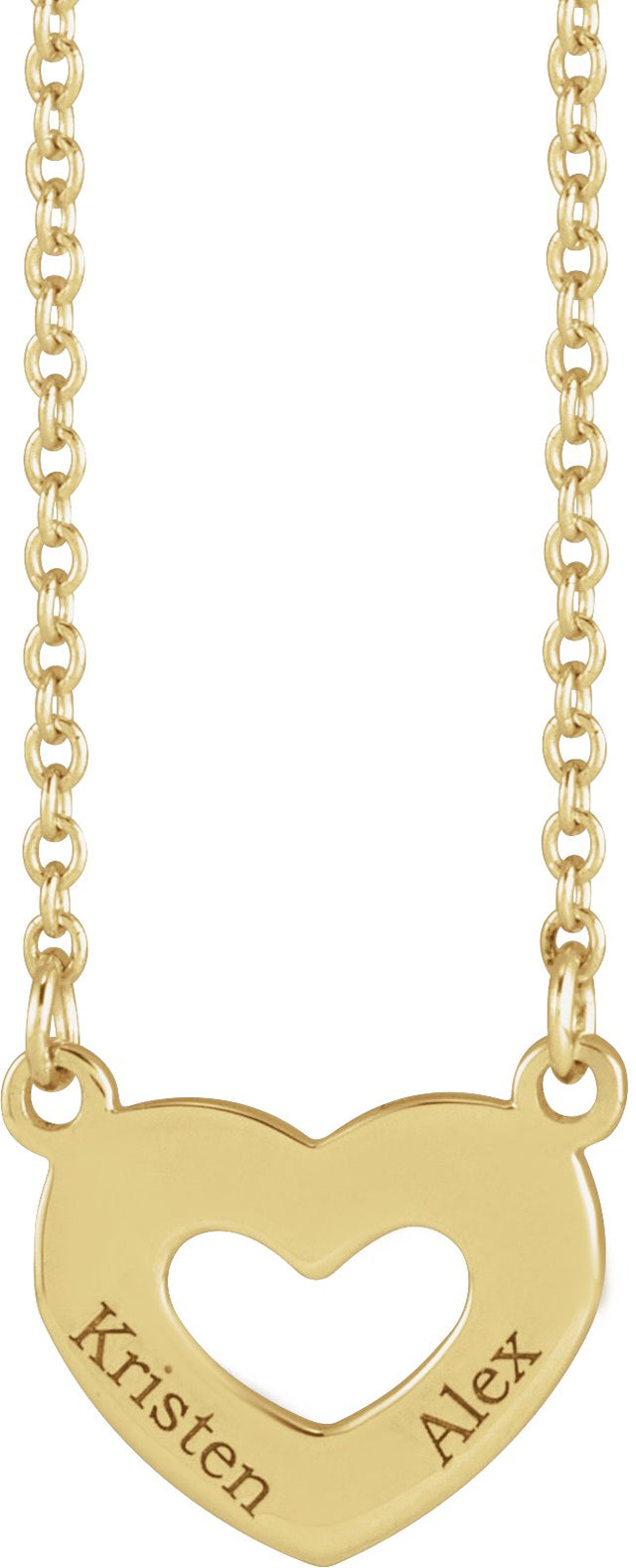 14K Gold Engravable Family Heart Necklace - Yellow Gold - view 3