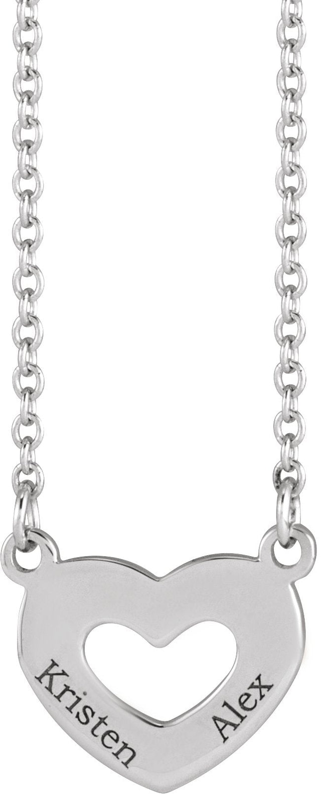 14K Gold Engravable Family Heart Necklace - White Gold - view 3