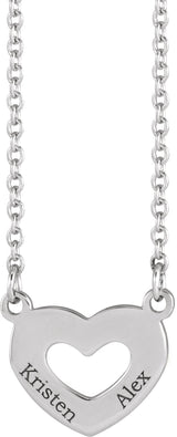 Platinum Engravable Family Heart Necklace - view 3